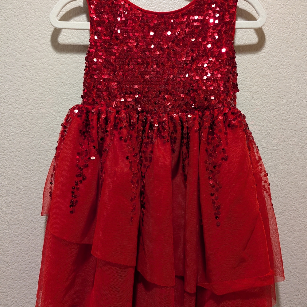 Sparkling Red Sequin Kids Costume Dress